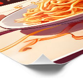 Poster Chien mangeant spaghetti (Coin)