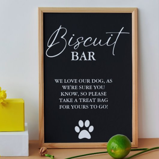 Poster Chien mariage moderne traiter signe biscuit bar en