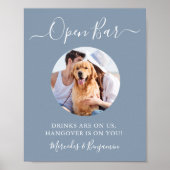 Poster Chien Mariage Open Bar Dusty Blue Photo personnali (Devant)