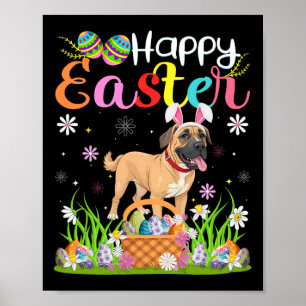 Poster Chien Mastiff anglais Joyeux Chasse aux Oeufs de P
