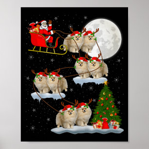Poster Chien Mérainien Santa Traîneau Volant Drôle Magiqu