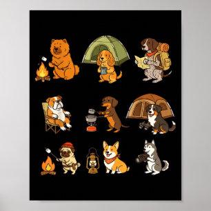 Poster Chien mignon aventure de camping dessin animé exté