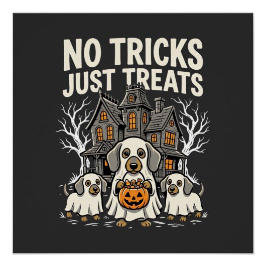 Poster Chien Mignon Halloween Pas de Farces Rien que des (Devant)