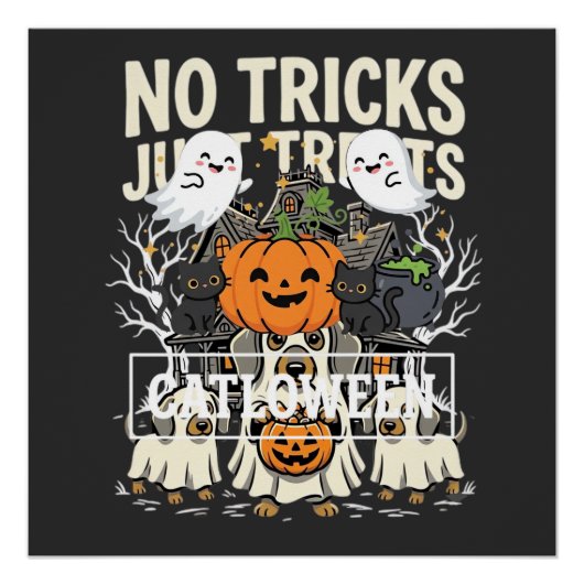 Poster Chien Mignon Halloween Pas de Farces Rien que des (Devant)