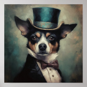 Poster chien mignon portant haut et arc cravate