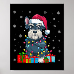 Poster Chien Moche Noël Éclairage Santa Hat Schnauzer Chi
