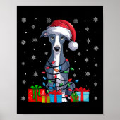 Poster Chien moche Noël éclaire Père Noël italien Greyhou (Devant)