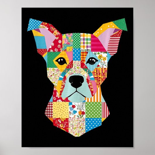 Poster Chien Motif De Quilt Pour Coudre De Quilter Lover (Devant)