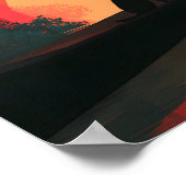 Poster Chien noir minimaliste du coucher du soleil (Coin)