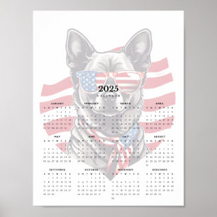 Poster Chien patriotique rouge blanc écusson bleu 2025 Ca