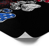 Poster Chien Paw Drapeau Américain Amoureux de les chiens (Coin)