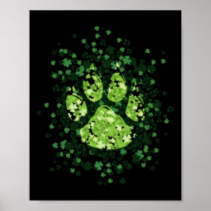 Poster Chien Paw Irlandais Lucky Green Shamrock Clover