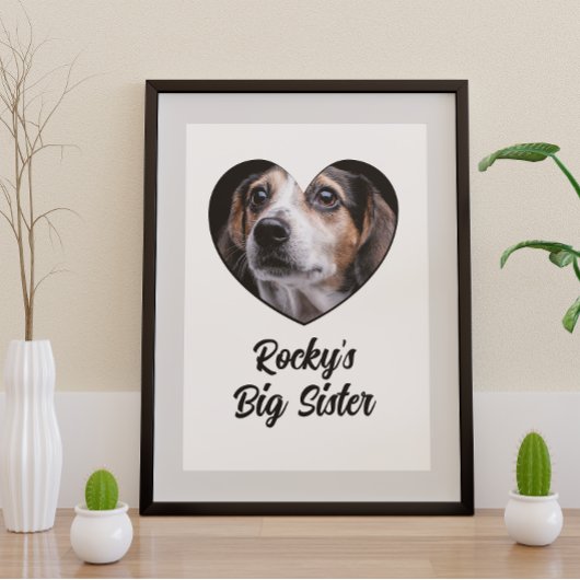 Poster chien photo customisé grande soeur