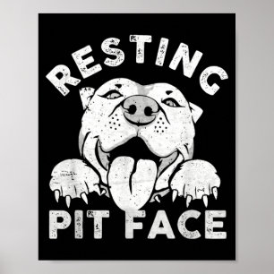 Poster Chien Pitbull au repos Visage de Pit Humour sarcas