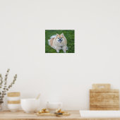 Poster Chien Pomeranian Sable Crème dans l'Herbe (Cuisine)