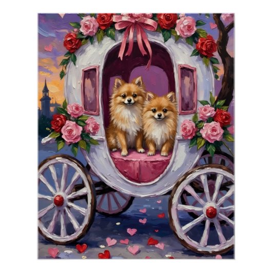 Poster Chien Poméranie Saint-Valentin  (Devant)