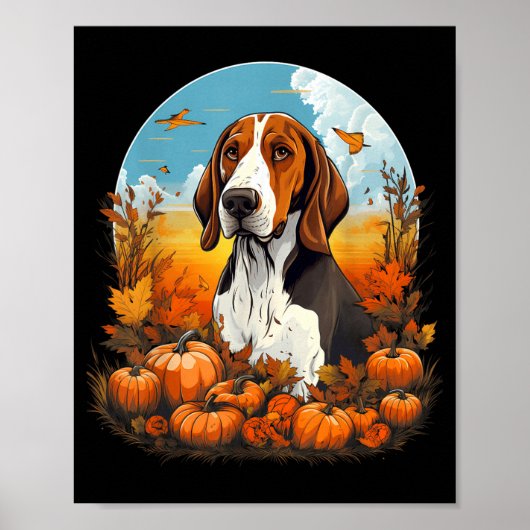 Poster Chien Pompier Treeing Walker Coonhound Halloween (Devant)