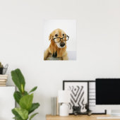 Poster Chien portant cravate et lunettes assis sur la cha (Bureau à domicile)