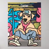 Poster Chien rétro de rue décontracté | Drôle (Devant)