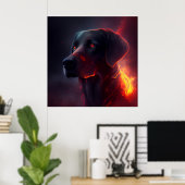 Poster chien rouge (Bureau à domicile)
