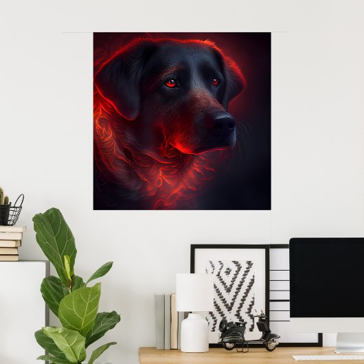 Poster chien rouge (Bureau à domicile)