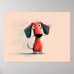 Poster Chien Rouge Drôle – Art de Compagnon de Dessin Ani