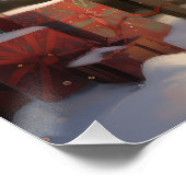 Poster Chien Samoyé à Noël de neige (Coin)