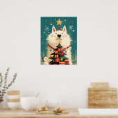 Poster Chien Samoyède mignon avec Noël (Cuisine)