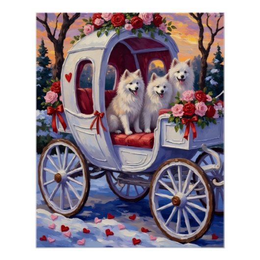 Poster Chien Samoyède Saint-Valentin (Devant)