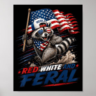 Poster Chien sauvage rouge blanc et 4 juillet hot dog