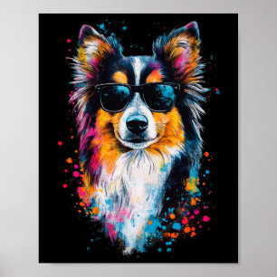 Poster Chien Shetland coloré Chien Cheveux Visage mignon