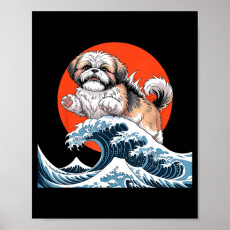 Poster Chien shih tzu chien shihtzu art japonais shitzhu 
