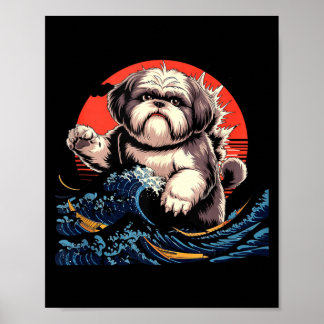 Poster Chien shih tzu chien shihtzu art japonais shitzhu 