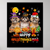 Poster Chien Shih Tzu Joyeux Halloween Thanksgiving Joyeu (Devant)