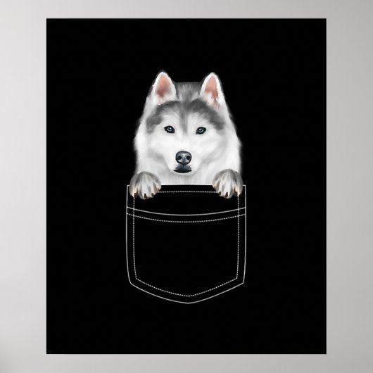 Poster Chien Sibérien Husky À Poche |Drôle cadeau de l'am (Devant)