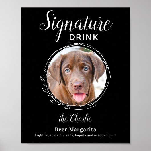 Poster Chien Signature Boire moderne Black Pet Mariage Ba (Devant)