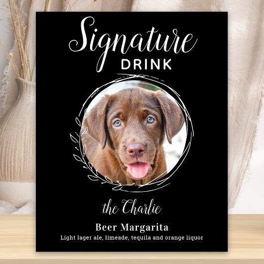 Poster Chien Signature Boire moderne Black Pet Mariage Ba