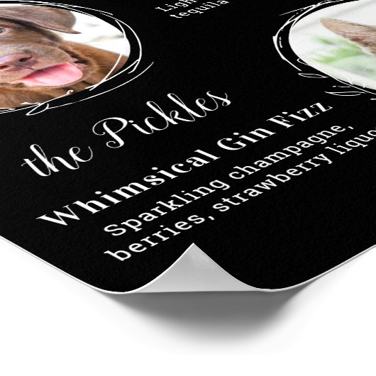 Poster Chien Signature Boissons Black Pet Mariage Bar (Coin)