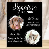 Poster Chien Signature Boissons Black Pet Mariage Bar