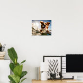 Poster Chien sur planche de surf (Bureau à domicile)