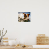 Poster Chien sur planche de surf (Cuisine)