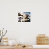 Poster Chien sur planche de surf (Cuisine)