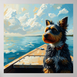 Poster Chien sur un bateau