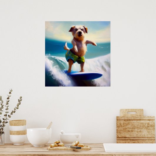 Poster Chien surf (Cuisine)