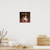 Poster Chien-taureau français avec Cupcake d'anniversaire (Cuisine)
