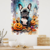 Poster Chien-taureau français d'Halloween avec la peur Ci (Cuisine)