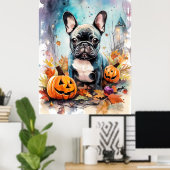 Poster Chien-taureau français d'Halloween avec la peur Ci (Bureau à domicile)