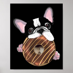 Poster Chien-taureau Français Et Donat Au Chocolat