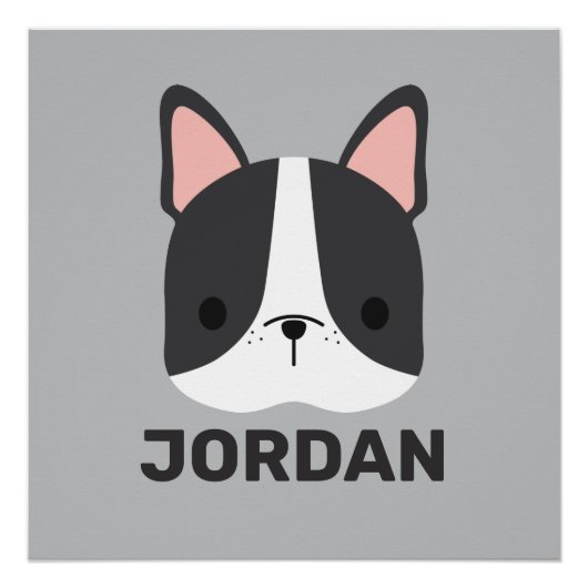 Poster Chien-taureau français mignon avec nom personnalis (Devant)