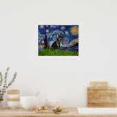 Poster Chien-taureau français (noir 11) - Nuit étoilée (Cuisine)